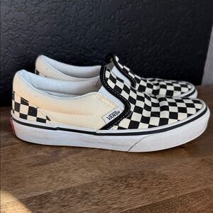 Vans Kids Black and White Checkerboard Slip-Ons Size 1Y